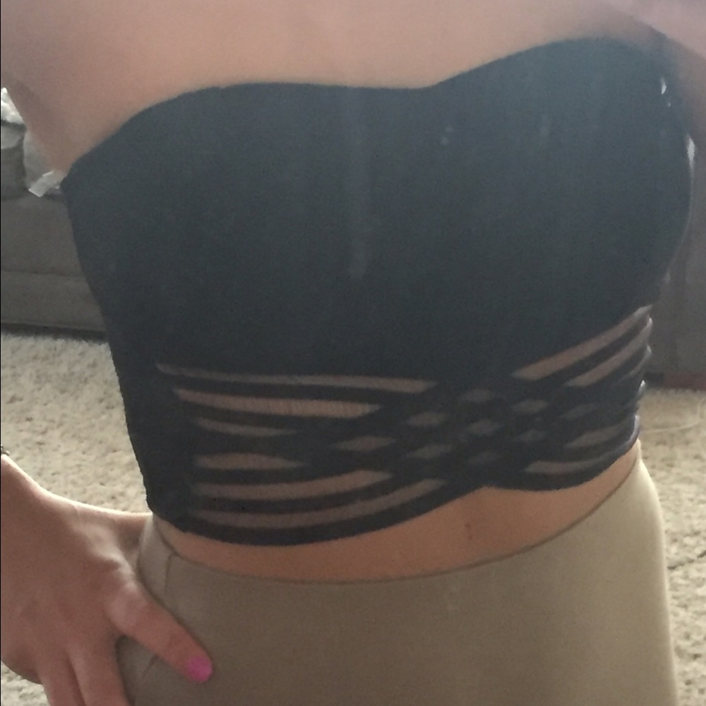 Joyce Leslie Black Strap Detail Crop Top